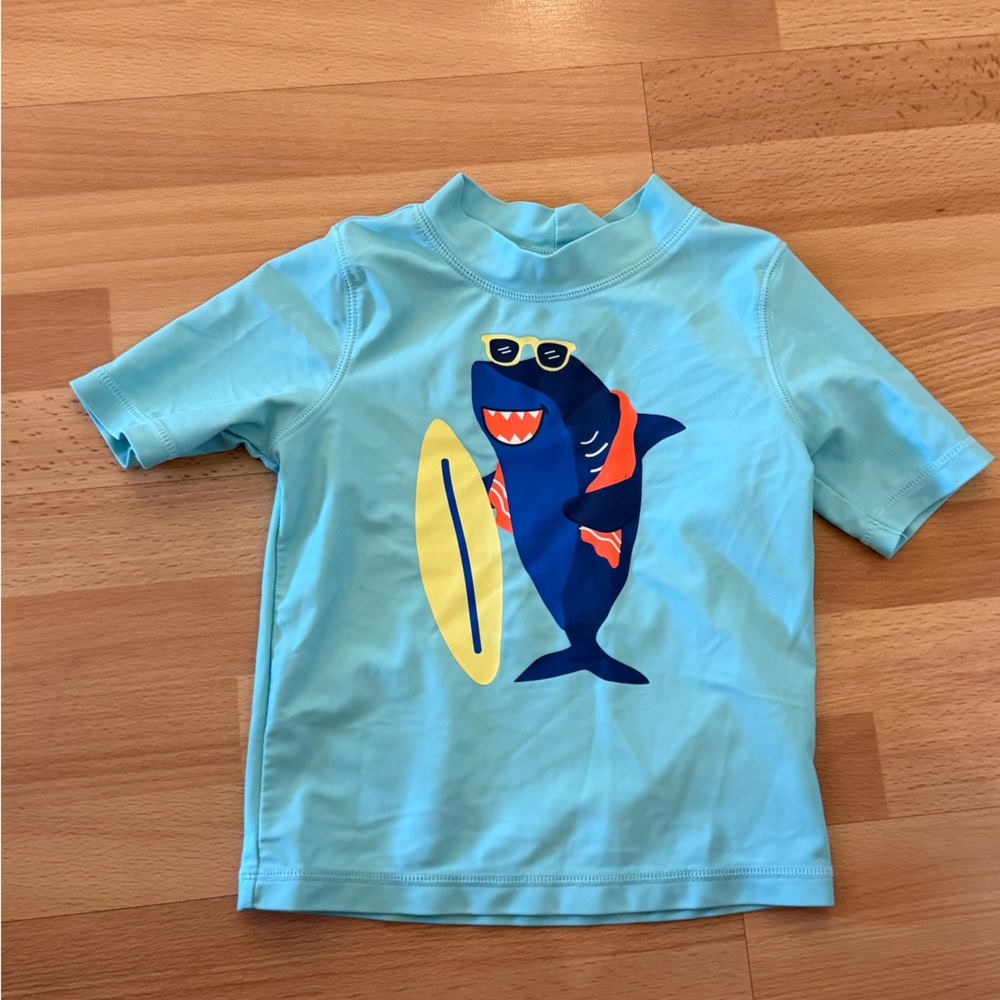 Kids Swim Shirt with Shark Design - Blue